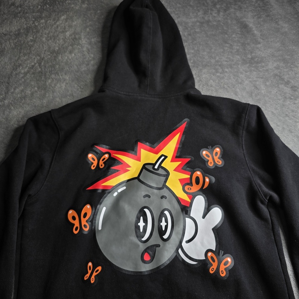 The Hundreds Butterfly Adam Hoodie Mens Small Black Streetwear Graphic Punk L/S